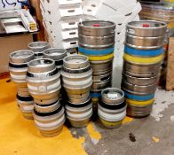 Approximately 18 x various sized kegs