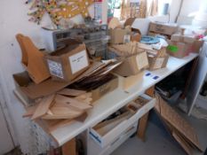 Contents of Bench and Cupboard to include Wooden Christmas Tree Ornaments