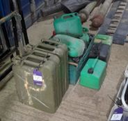 Quantity of jerry cans including 2 x metal