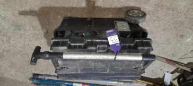 Mobile tool chest & contents to include Erbauer reciprocating saw, impact driver, drill bits etc.