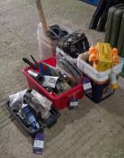 5 x Plastic buckets/tubs & contents to include Bauker detail sander, 4 way extension outlet