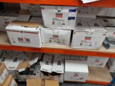 Large quantity Ironmongery to 5 shelving bays including joist hangers, wall ties, plates