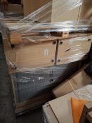 4 Pallets of office furniture to include tambour fronted cabinets, pedestals, cupboards