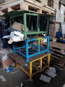 3 x Steel framed work tables with quantity of desk components