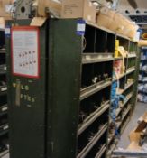 8 x Assorted Bays of Metal ‘Pigeon Hole’ Style Shelving, and contents, to include Various Fittings,