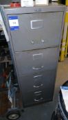 Leabank 4 Drawer Metal Filing Cabinet and contents, to include pipework, and various hand tools