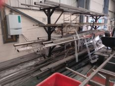 Stock rack and contents to include aluminium stainless steel, brass and mild steel, various lengths,