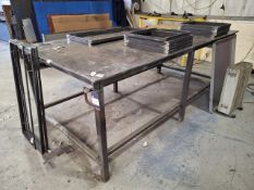 Inhouse fabricated workbench with steel frame and steel top, 8ft(L) x 4ft(W) x 3ft(H)