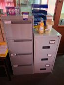 Steel 4 drawer and 3 drawer filing cabinets