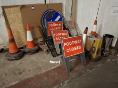 Quantity of road signage and hand tooling to corner