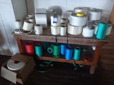 Wooden table with quantity of various banding