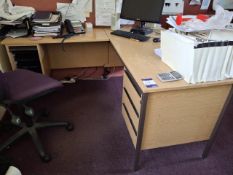 Wooden effect desk with 90° extension and operators chair