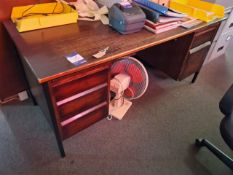 Wooden desk with inbuilt twin pedestals