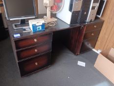 Wooden desk with twin 4 drawer pedestals