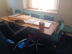 Contents of room to include 3 x 4 drawer filing cabinets, 15 drawer cabinet, wooden table, 8 various