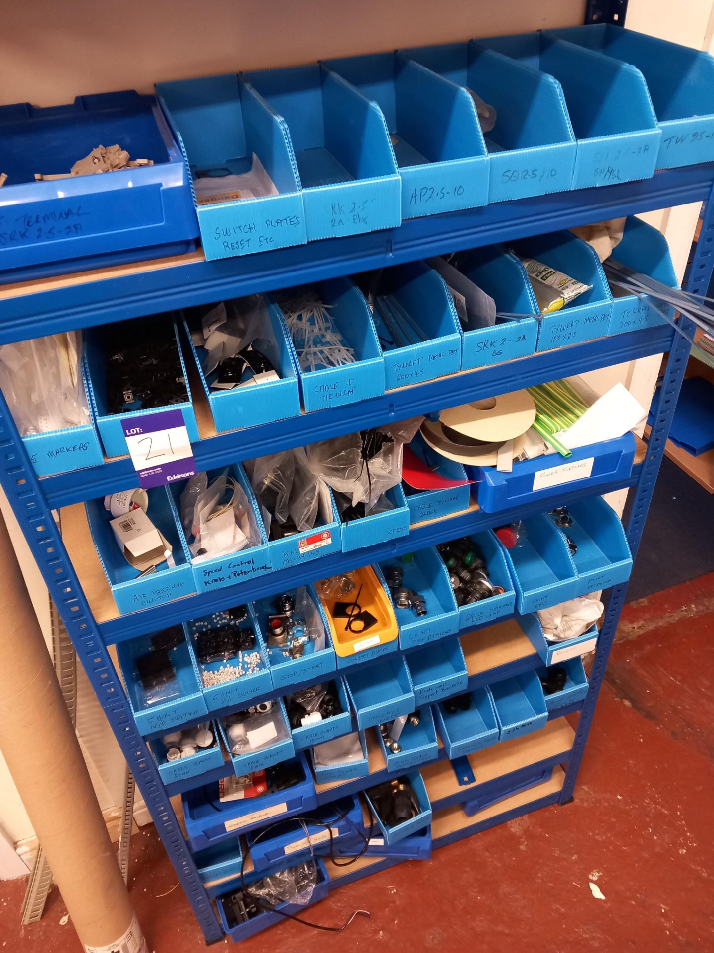 Large quantity of various component stock to 6x shelving units to include; valves, circuit boards, - Image 10 of 14