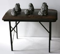 David Ireland - Untitled (Refrigerator Table), c. 1989, Cement and Steel, Dimensions: 35” x 41” x 24