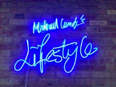 Michael Landy – Michael Landy’s Lifestyle, 1998, Fluorescent Sign, Transformer Size According to