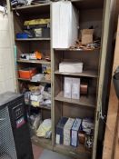 Two steel cabinets with quantity of welding wire, cutting torches, PPE and abrasives
