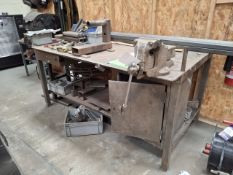 Steel workbench with inbuilt pedestal with Samsonia perfect vice and quantity of steel components