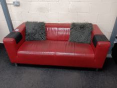 Red leather sofa