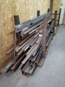 Steel stock rack with quantity of box, tube and girders