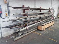 QTY OF ASSORTED PIPE STOCK AND STORAGE RACK
