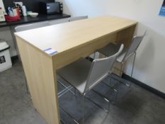 Light oak effect meeting/canteen table 1600 x 600mm with 4 Filo chairs