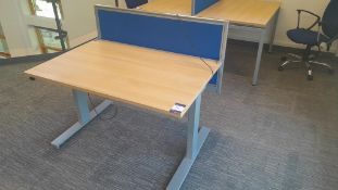 Single light oak effect desk with privacy screen 1200 x 840mm (rise and fall not operational)