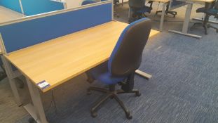 Light oak effect desk with privacy screen 1600 x 800mm and chair