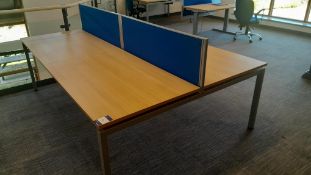 4 person desk pod light oak effect 2400 x 1650 with privacy screen