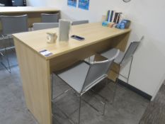 Light oak effect meeting/canteen table 1600 x 600mm with 4 Filo chairs