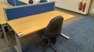 Light oak effect desk with privacy screen 1600 x 800mm and chair