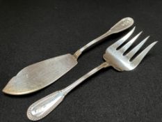 Ercuis French hallmarked silver fish fork and spatula set (240g)