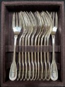Ercuis French hallmarked silver set of 12 x fish forks (648g)