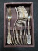 Ercuis French hallmarked silver set of 12 x dinner forks (912g)