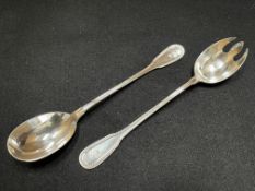 Ercuis French hallmarked silver vegetable/salad fork and spoon set (238g)