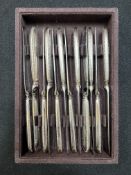 Ercuis French hallmarked silver handled set of 12 x dessert knives