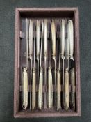 Ercuis French hallmarked silver handled set of 12 x dinner knives