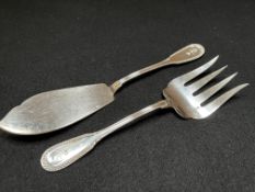 Ercuis French hallmarked silver fish fork and spatula set (240g)