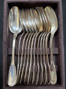 Ercuis French hallmarked silver set of 12 x soup spoons (1068g)