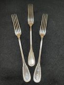 3 x Ercuis French hallmarked silver table forks (324g)