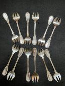 Ercuis French hallmarked silver set of 12 x oyster forks (300g)