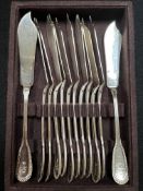 Ercuis French hallmarked silver set of 12 x fish knives (732g)