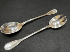Ercuis French hallmarked silver vegetable/salad fork and spoon set (238g)