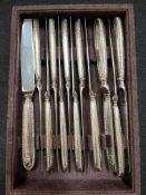 Ercuis French hallmarked silver handled set of 12 x dessert knives