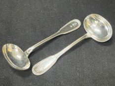 2 x Ercuis French hallmarked silver sauce spoons (197g)