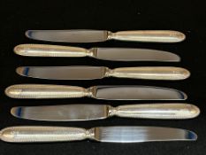 Ercuis French hallmarked silver handled set of 6 x dessert knives