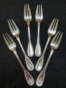 Ercuis French hallmarked silver set of 6 x pastry forks (187g)