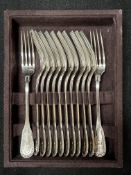 Ercuis French hallmarked silver set of 12 x dessert forks (552g)